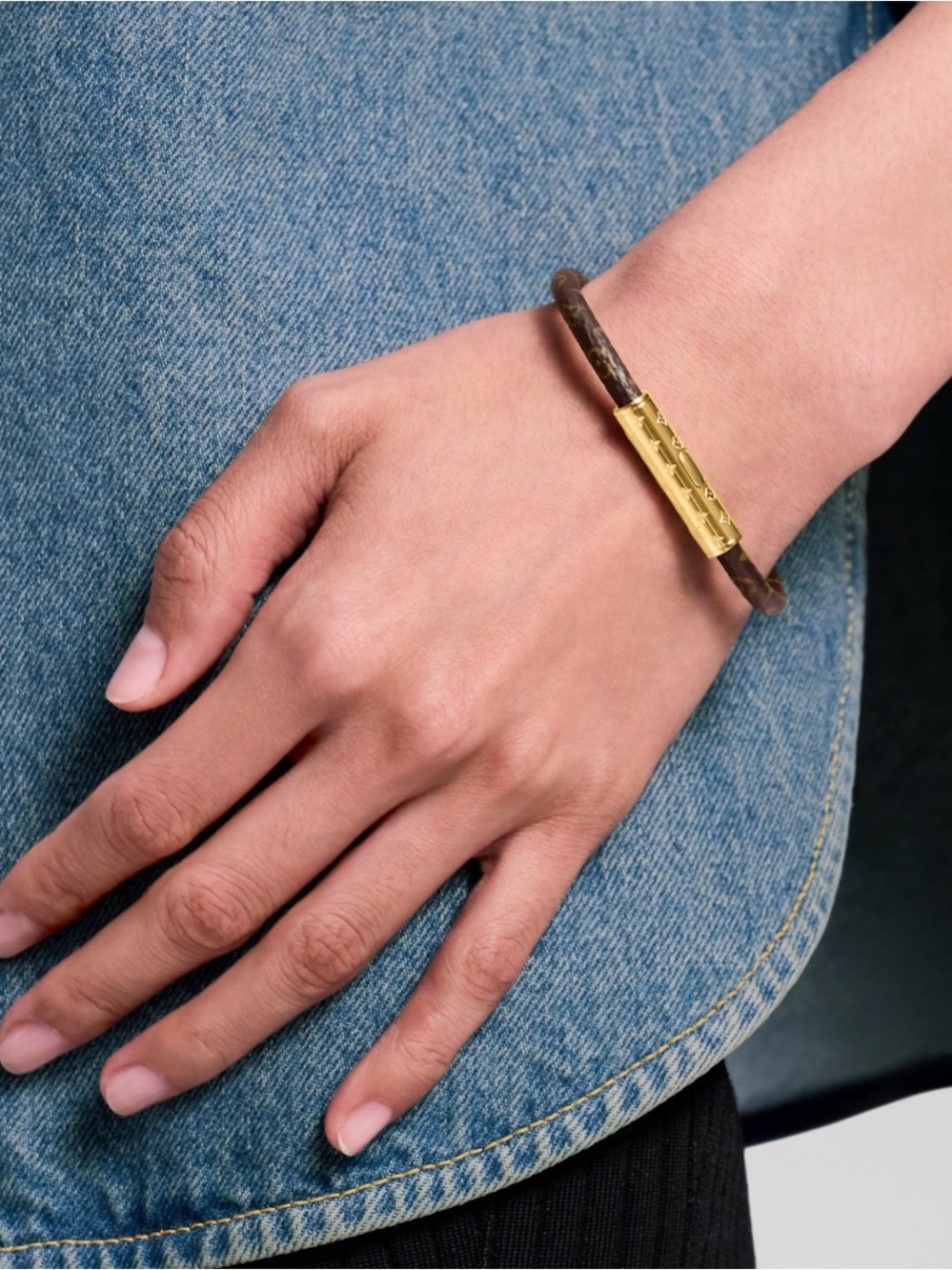 Gold-Tone Accent Brown Leather Bracelet
